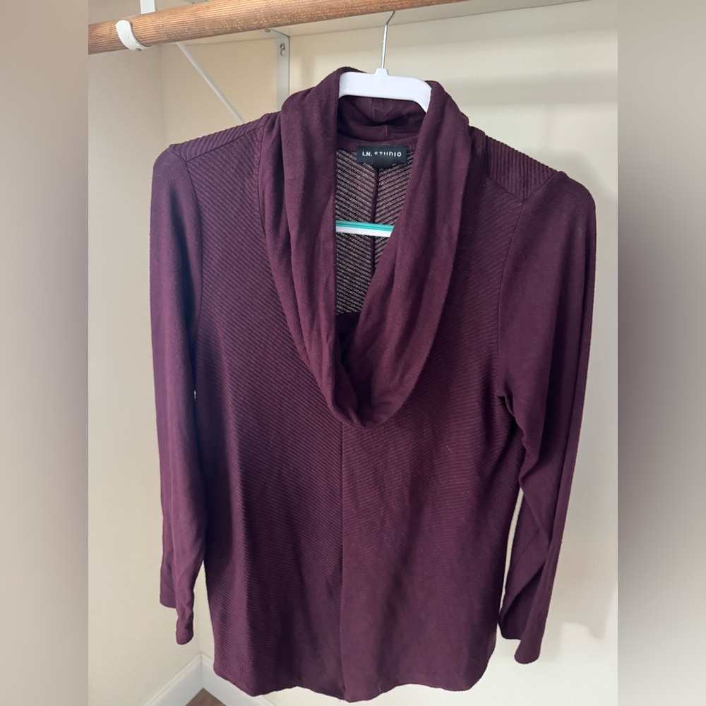 I.N. Studio Deep Burgundy Cowl Neck Sweater